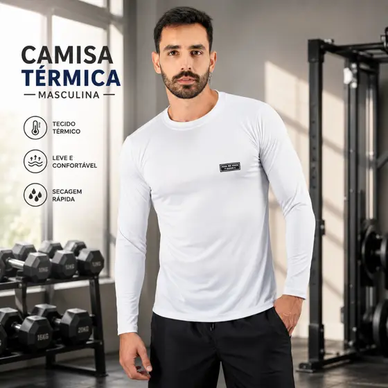 Camisa Térmica Segunda Pele Proteção Solar UV50 Manga Longa  Masculina Pesca Trilha Praia Motoboy