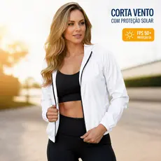 Jaqueta Corta Vento Feminina Esportiva Secagem Rápida Academia Com Capuz e Proteção Solar