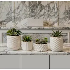 Kit 4 Vasinhos Decorativos de Gesso para Cactos, Suculentas e Plantas Artificiais