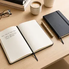 Caderno Executivo 21X14,5 A5 Preto Couro Sintético | Ideal para Trabalho, Reuniões e Planejamento