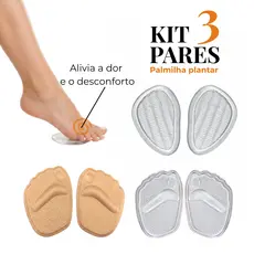 Kit 3 Pares de Palmilha Plantar  Metatarso | Palmilhas Antiderrapantes de Silicone Adesivo