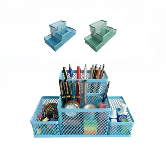 Organizador de Mesa Aramado 4 Compartimentos Candy Color | Porta Treco | Porta Lápis | Porta Caneta