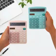 Calculadora de Mesa Comercial Escolar Híbrida Solar e Pilha AA
