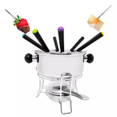 Jogo Panela Aparelho de Fondue Queijo e Chocolate Serve 6 Pessoas