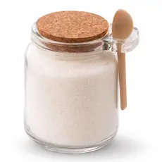 Mini Pote Vidro 250 ml Com Colher de Bambu Tampa Rolha Condimentos Temperos Açucareiro Mel Multiuso