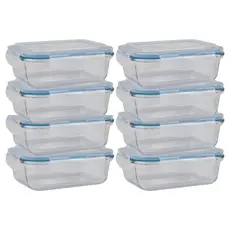 Conjunto 8 Potes Hermético em Vidro 640ml Marmita Com Tampa e Travas Vasilha Travessa Mantimentos