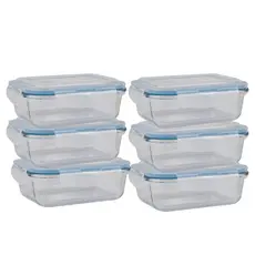 Conjunto 6 Potes Hermético Vidro Borossilicado 640ml Marmita  Tampa e Travas Vasilha Travessa