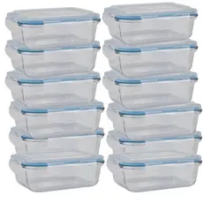 Conjunto 12 Potes Hermético 640ml em Vidro Com Tampa e 4 Travas Vasilha Travessa Mantimentos