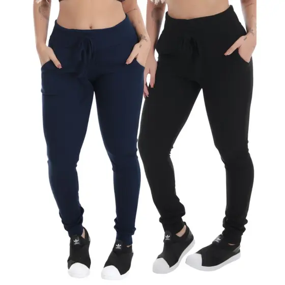 Kit 2 Calças Ribana Canelada Jogger 9484