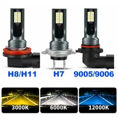 2 Pcs H4 H7 Carro Levou Luz De Nevoeiro H11 H8 H9 H16JP H1 H3 Farol De Lâmpadas 9005 9006 Auto Condução 6500K 12V 24V