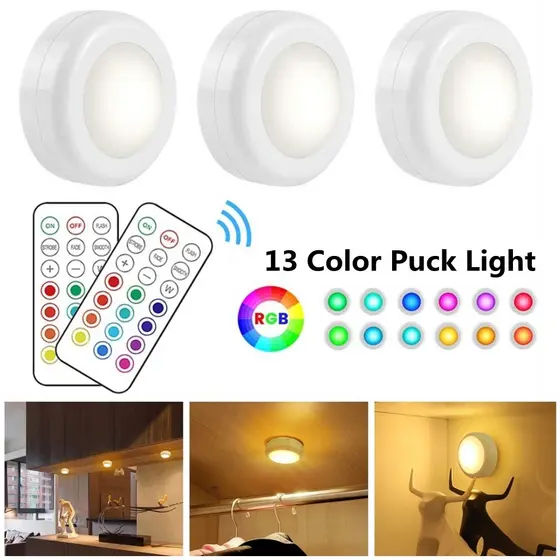 LED Controle Remoto Kit c/ 3 Colorida Com Sensor De Toque Sem Fio Bateria Portátil