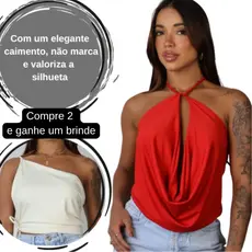 Blusa Feminina Multiformas Cropped Frente Unica Costas Nua Top Faixa Decote Amarrar no Pescoço