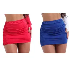 Kit 2 Mini Saia Feminina Drapeada nas Laterais Curta Moda Gringa Blogueira Suplex Balada e Dia a Dia