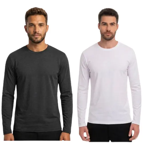 Kit 2 Camisetas Manga Longa SEM Touca Masculina Lisa Básica Premium