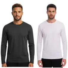 Kit 2 Camisetas Manga Longa SEM Touca Masculina Lisa Básica Premium