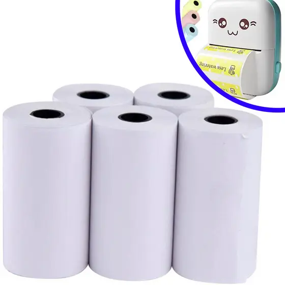 Kit 5 Bobinas Mini Impressora Térmica Não Adesiva Gatinho 57mm