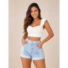 Short Jeans Destroyed Premium: O Estilo que Valoriza Suas Curvas LS MODAS (Moda Jeans)