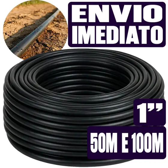 Mangueira Preta Irrigação 1 Polegada 2mm Rolo 50m E 100m Metros Gotejamento