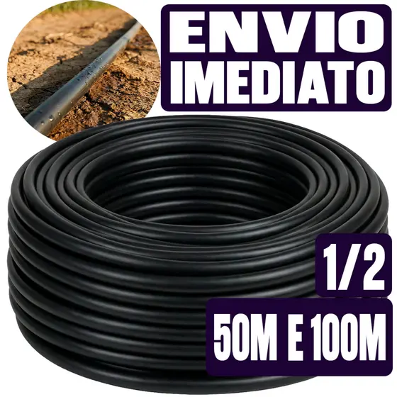 Mangueira Preta Irrigação 1/2 Polegada Rolo com 50m E 100m Metros Gotejamento