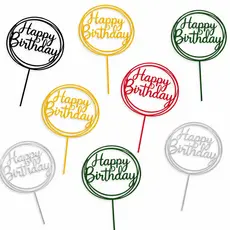Kit 3 Unidades Topo Para Bolo Feliz Aniversário Cake Topper Festa De Decoração De Bolo Cor Sólida