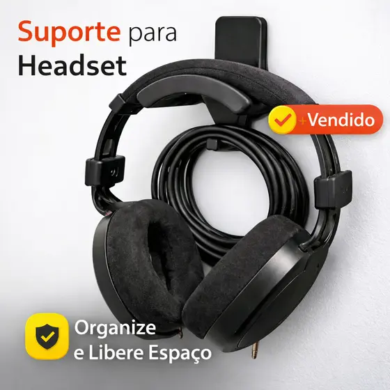 Suporte De Parede Fone Headset Headphone gamer Com Gancho Para Cabo Lamivi
