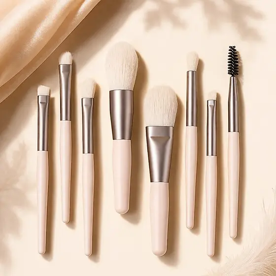 Kit 8 Pinceis Pincel para Base Mistura de Maquiagem Pincel para Sobrancelhas Beauty Corretivo Pincel Conjunto de Pincéis