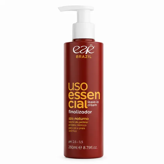 Leave-in Cream Anti Frizz Uso Essencial 200ml Finalizador Protetor Sol e Praia Termico Eaê Brazil