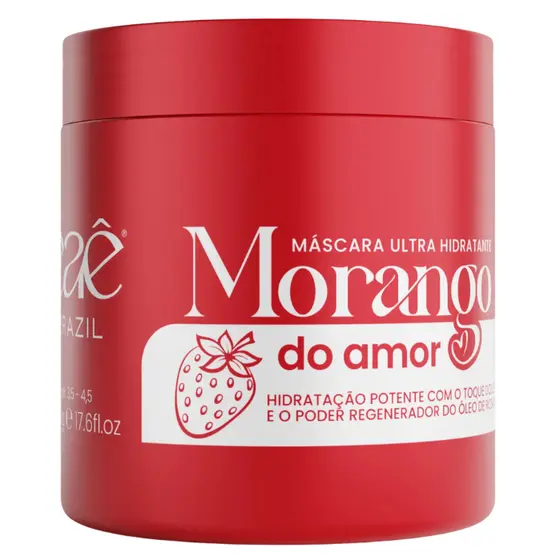 Máscara Morango Do Amor Ultra Hidratante Com Óleo Rosa Mosqueta Tratamento Capilar - Eae Brazil