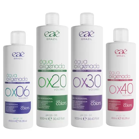 OX Água Oxigenada Capilar Cremosa Volumes 06/ 20/ 30/ 40 Coloração e Descoloração Eaê Brazil