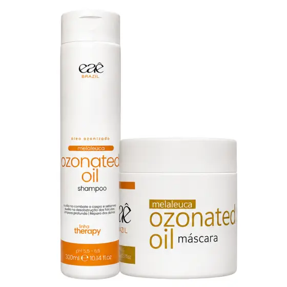 Kit Shampoo 300ml Terapia Ozonizada Eaê Brazil + Mascara Melaleuca 500g Anticaspa Dermatite Capilar