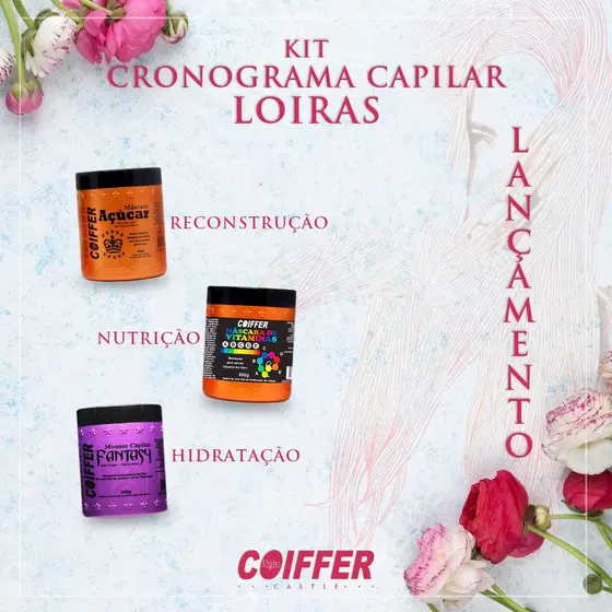 KIT CRONOGRAMA COM MATIZADOR. RECONSTRUÇÃO/NUTRIÇÃO/HIDRATAÇÃO COIFFER.