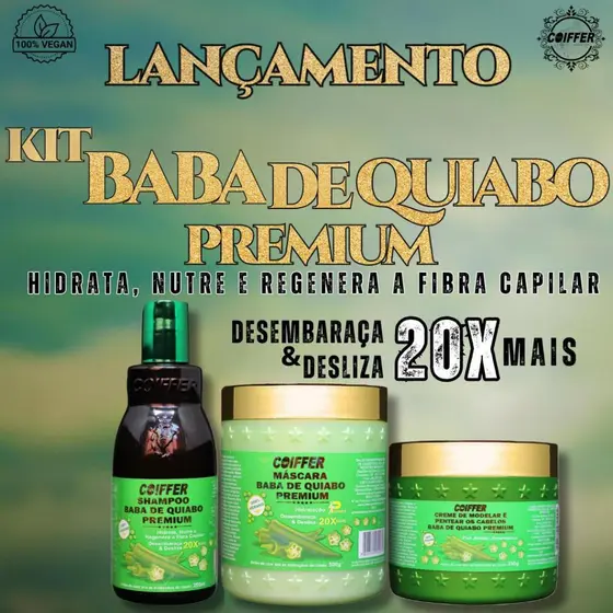 KIT BABA DE QUIABO DESEMBARAÇA E DESLIZA COIFFER C/3