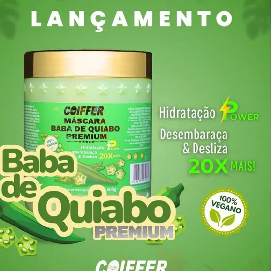 MÁSCARA BABA DE QUIABO PARA DESEMBARAÇAR E HIDRATAR 500G COIFFER
