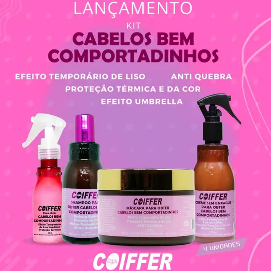 KIT BEM COMPORTADINHO  REDUZ QUEBRA MELHOR PETEABILIADE COIFFER C/4