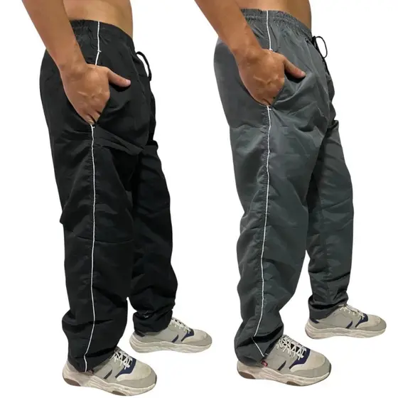 Kit 2 Calças Masculina Tactel Lisa Academia Esportiva Corrida Básica Costura Reforçada
