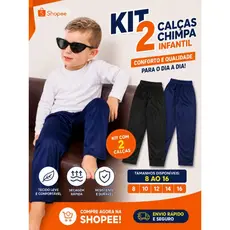 Kit 2 Calças Infantil joguerJuvenil primavera inverno escolar Chimpa Flanelado  Tamanho 08 Ao 16