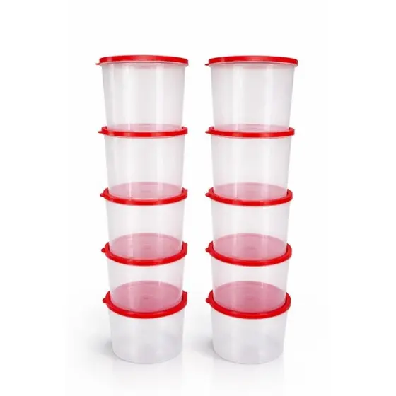 Kit Potes Plástico Porta Mantimentos Organizador Alimentos Diversas Cores De Tampas 1Litro Cozinha