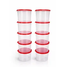 Kit Potes Plástico Porta Mantimentos Organizador Alimentos Diversas Cores De Tampas 1Litro Cozinha