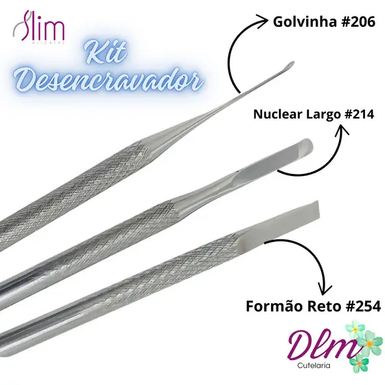 Kit Desencravador Slim Goivinha Formão Reto e Nuclear Largo