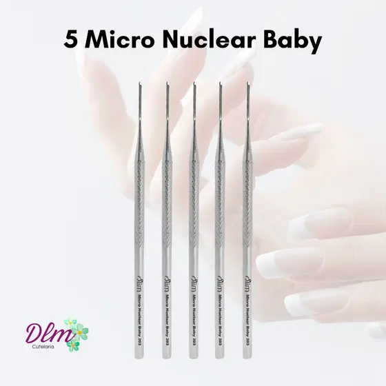 Kit 5 Micro Nuclear Baby N° 203 - Perfeito para Manicure e Podóloga, Precisão Compacta e Eficiente - Slim