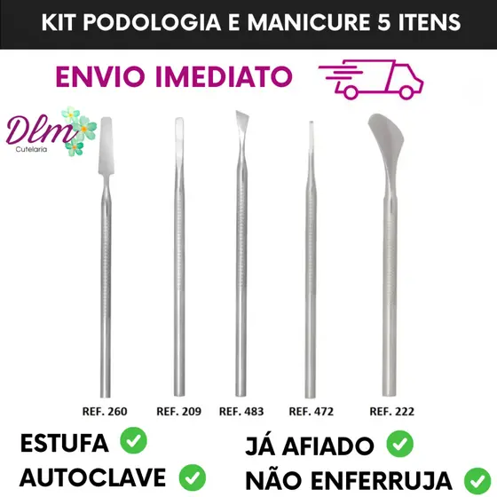 Kit Podologia e Manicure Profissional - 5 Itens