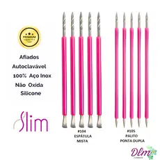 Kit 05 Palitos Unha + 05 Espátulas Mista Bastão  Manicure Podologia Slim