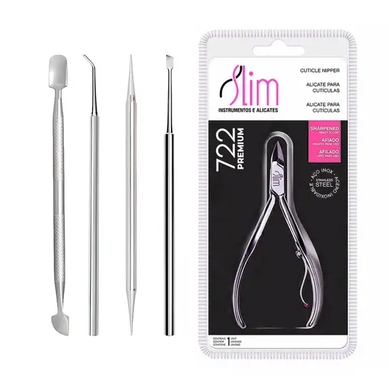 Kit Manicure Profissional Completo Alicate Palito 2x1 Desencravador Espátula e Raspador