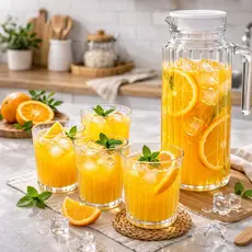 Jarra de Vidro 1L com 4 Copos Conjunto 5 Peças para Suco Água Mesa Posta