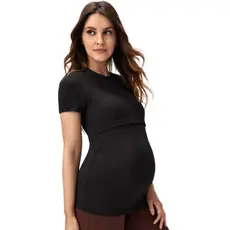 Blusa Camiseta Feminina de Amamentação Transpassada com Abertura Frontal Manga Curta Plus size