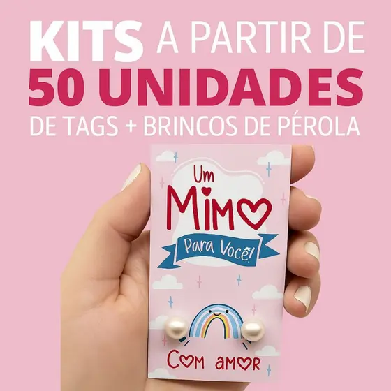 Kit Com 50UN/ 150UN/ 100UN/ 200UN PARES De Brinco De Pérola 8mm + Tarraxa + TAG De Mimo Para Cliente