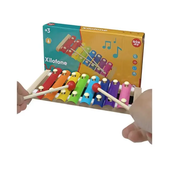 Xilofone Madeira Brinquedo Infantil Terapêutico Pedagógico Colorido 8 Notas