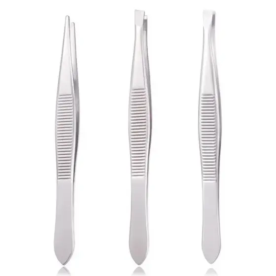 Kit com 3 Pinças Para Designer De Sobrancelhas /3 ponta diferente