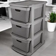 Gaveteiro Organizador de Chão em Plástico Com 3 Gavetas 15 litros Resistente Para Organização Jaguar