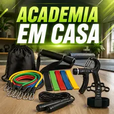 Kit Treino Academia Casa Completo Elástico Extensor Mini Band Corda Pular Hand Grip Força Funcional